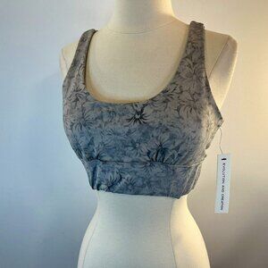 Evolution and Creation Women's Grey Floral Bra Top - Size Medium - NWT